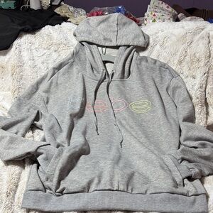 Bebe Heather Gray Hoodie with Multicolor Logo